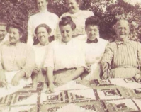 Historic photograph of women quilting In upcoming book by Schiffer Publishing, late 2012 Collection of Janet E. Finley