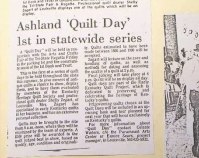 Ashland \"Quilt Day\" 1st in statewide series Newspaper article Shelly Zegart Archives